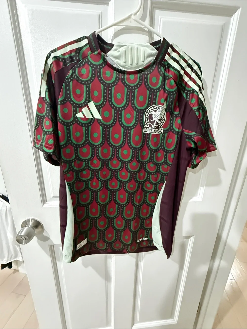 adidas Mexico Patterned Soccer Jersey - Green & Maroon